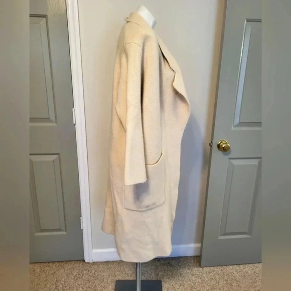 Unbranded Open Front Thick Soft Neutral Color Minimalist Midi Length Coat - Picture 4 of 9